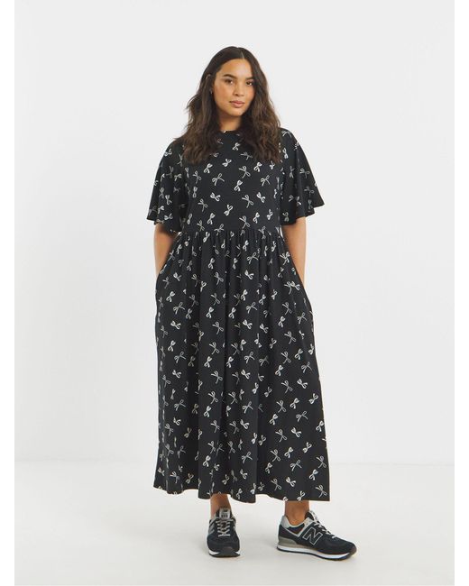 Simply Be Black Supersoft Jersey Boat Neck Pocket Midi Dress