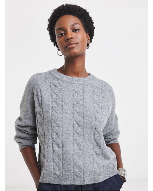JD Williams Gray Split Hem Cable Jumper