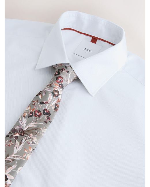 Next Multicolor Slim Fit Occasion Shirt And Tie Set for men