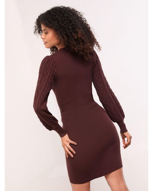 Lipsy Belted Long Sleeve Crew Neck Knitted Mini Dress | Lyst