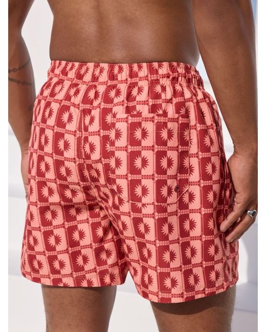 Next Red Printed Swim Shorts for men
