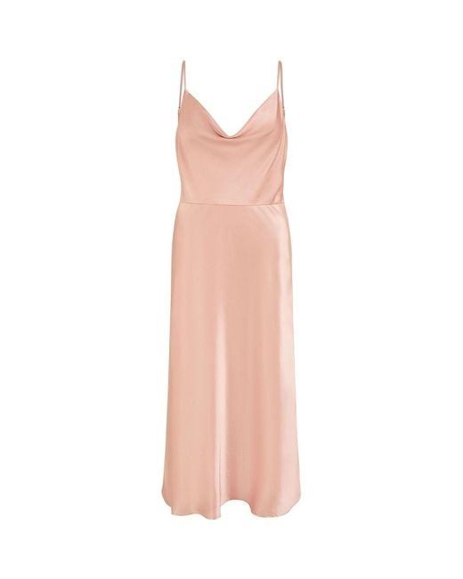 Yumi' White Satin Cowl Neck Midi Dress