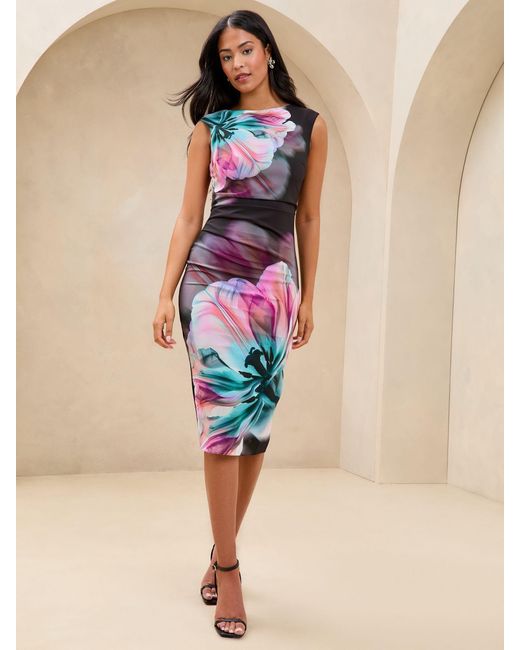 lipsy ruched dress Buy Lipsy Pink Orchid Printed Sleeveless Ruched Mesh Midi Dress from Next USA