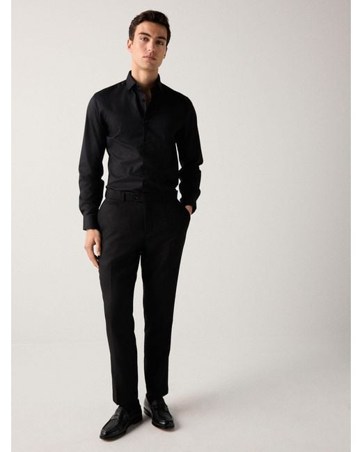 Next Black Regular Fit Easy Care Textured Single Cuff Smart Shirt for men