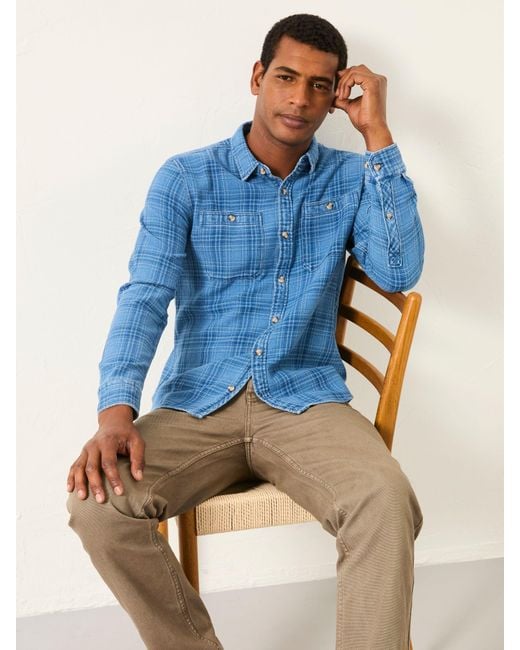 FatFace Blue Fatface Watton Long Sleeve Check Shirt for men