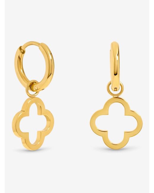 Jon Richard Metallic Waterproof Clover Huggie Hoops Earrings