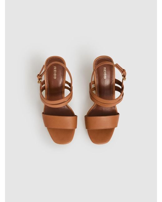 Reiss Natural Raffia Wedge Heeled Sandals