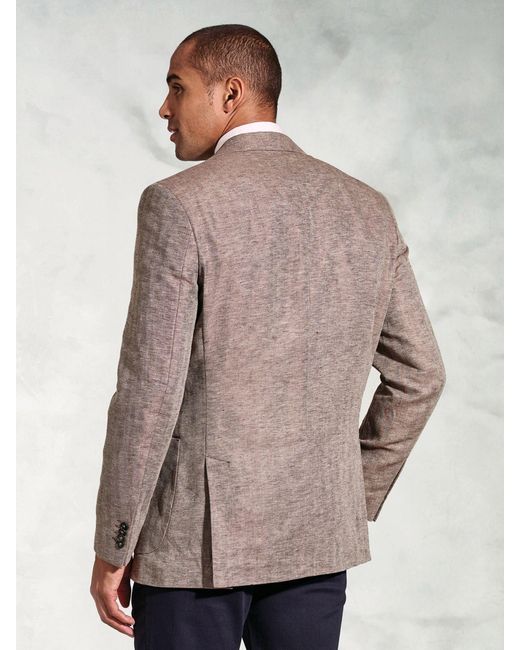 Brook Taverner Natural Herringbone Linen Blend Jacket for men