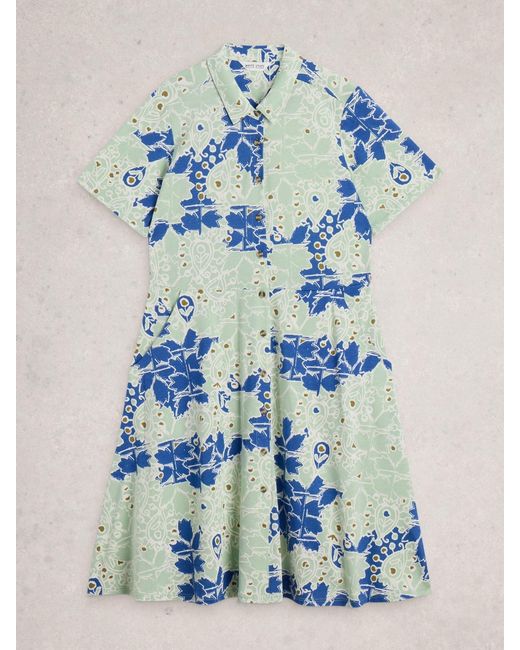White Stuff Blue Ria Jersey Shirt Dress