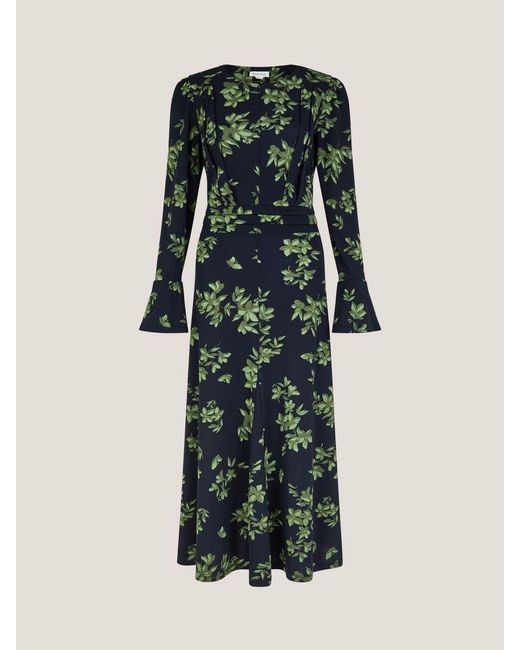 Monsoon Women's Blue Joules Long Sleeve Jersey Midi Dress