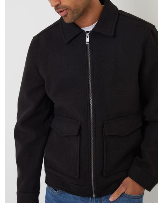 Threadbare Blue Brushed Collared Lightweight Utility Jacket for men