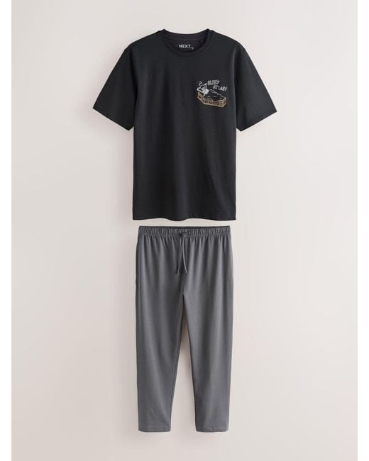 Next Black Halloween Jersey Pyjamas Set for men