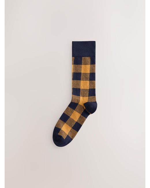 Next Blue Check Pattern Socks 5 Pack for men