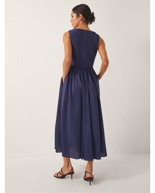 Monsoon Blue Sylvia Floral Print Satin Midi Dress