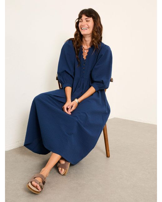 FatFace Fatface Ceil Petite Textured Midi Dress in Blue | Lyst