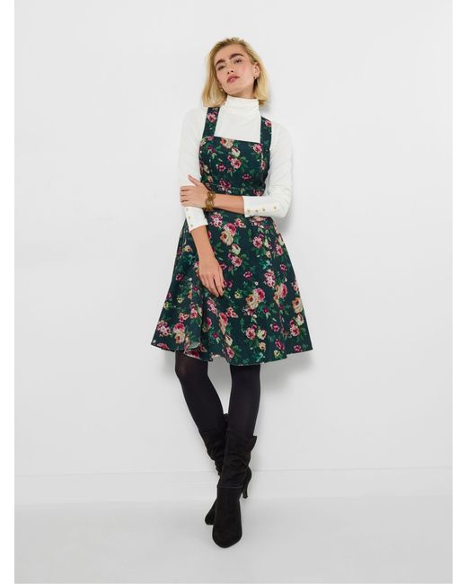 Joe Browns Green Floral Print Pinafore Dress
