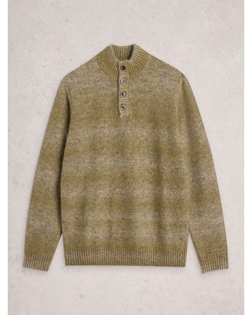 White Stuff Green Ombre Button Neck Jumper for men