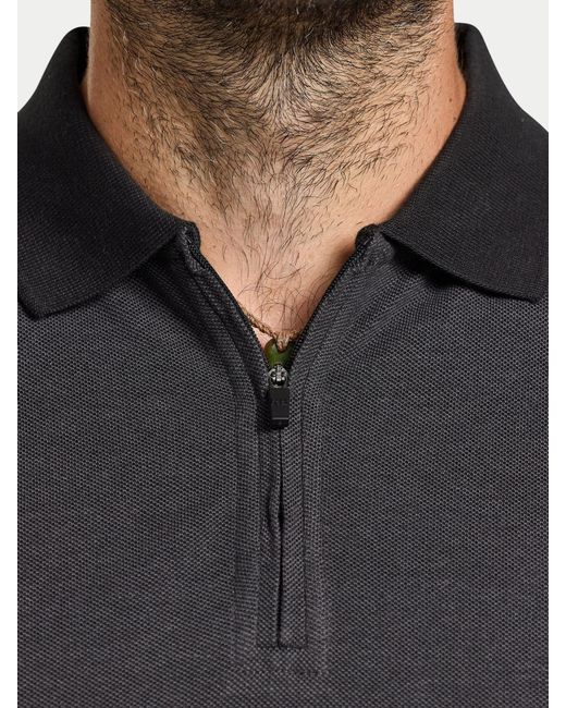 Raging Bull Black Short Sleeve Two Tone Zip Pique Polo Shirt for men