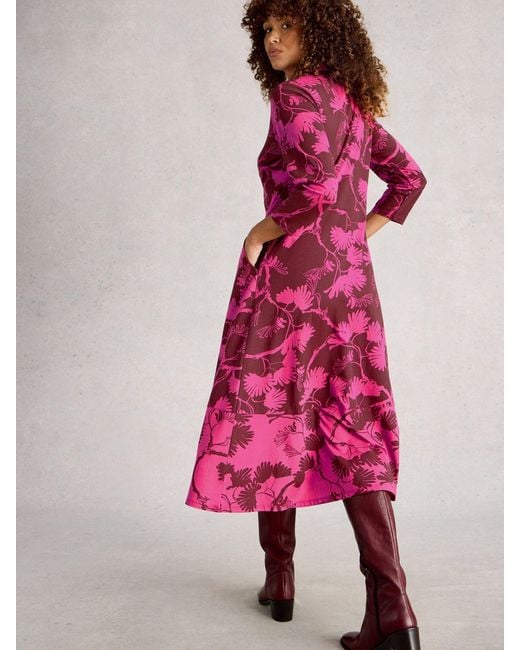 White Stuff Pink Rua Jersey Shirt Dress
