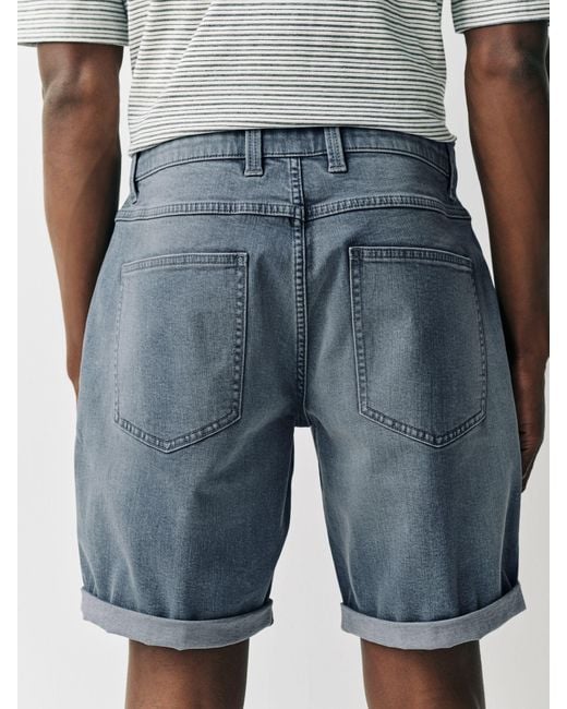 Next Blue Slim Fit Stretch Denim Shorts for men