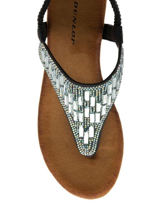 Dunlop White Toe-Post Wedge Elasticated Sandals