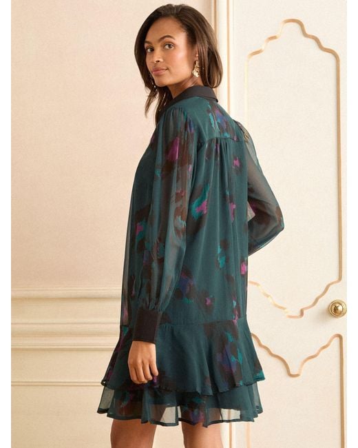 Love & Roses Blue Dropped Waist Mini Dress