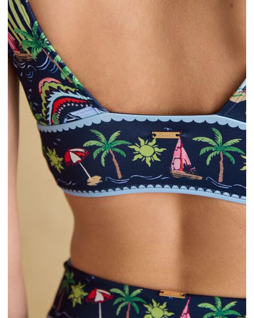 Joules Blue Panel V-Neck Bikini Top