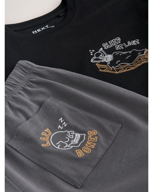 Next Black Halloween Jersey Pyjamas Set for men