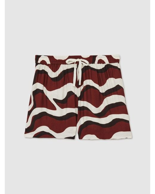 Reiss Women's White Wave-Print Drawstring Shorts