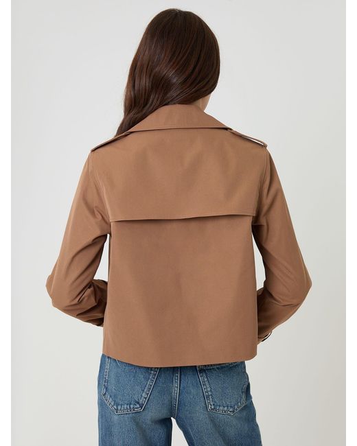 Threadbare Blue Double Breasted Cropped Trench Jacket