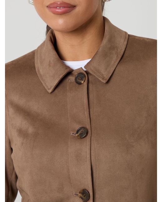 Threadbare Blue Cropped Button Up Suedette Shacket