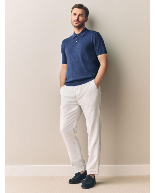 Next Blue Regular Fit Signature Short Sleeve Knit Polo With Cashmere Wool for men