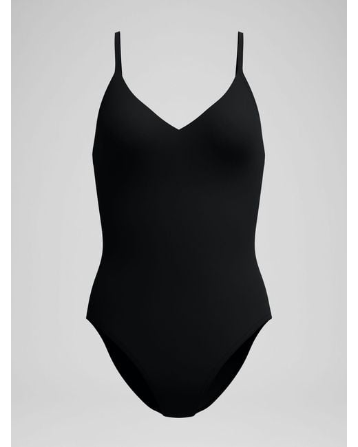 Speedo Black Solid V-Neck Swimsuit