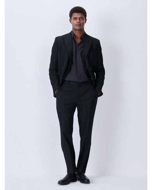 Next Black Regular Fit Geometric Print Long Sleeve Smart Shirt for men