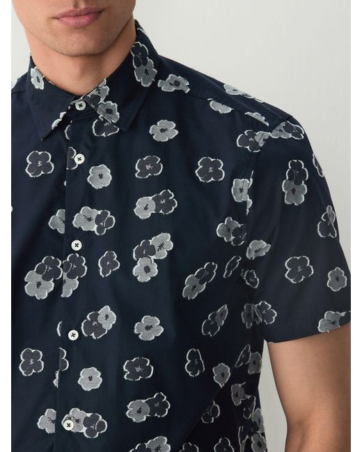 Next Blue Regular Fit Print Short Sleeve Shirt for men