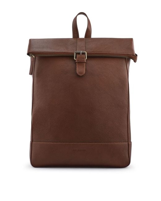 Jones Bootmaker Brown Leather Uphall Backpack for men