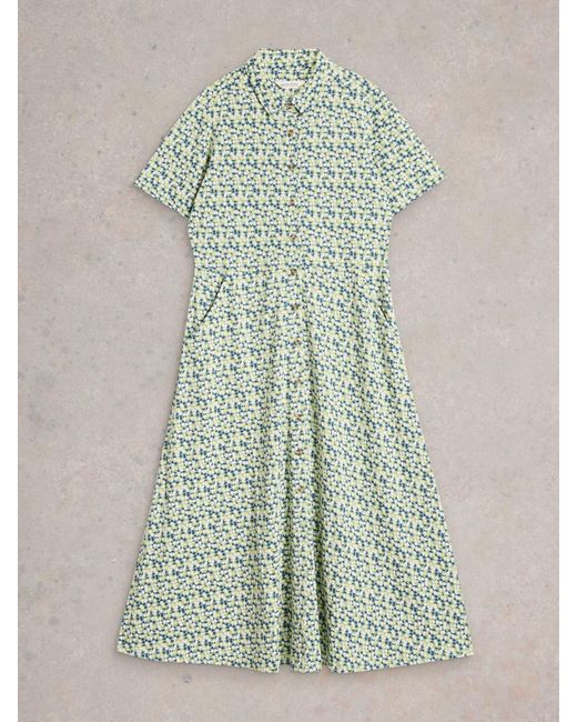 White Stuff Green Rua Jersey Shirt Dress