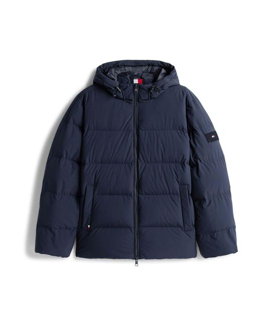 Tommy Hilfiger Blue Water Repellent Down Hooded Puffer Jacket for men