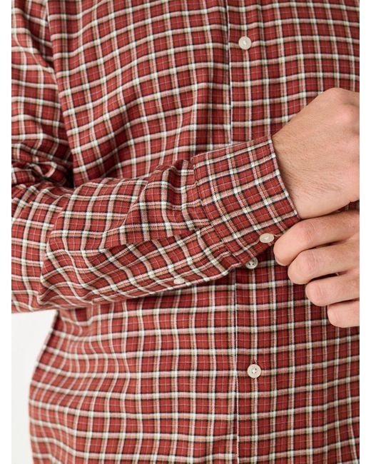 Next Brown Brushed Flannel Shirt for men