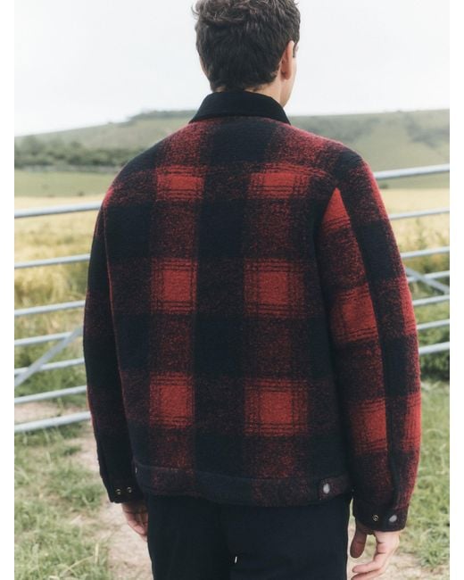 Next Red Buffalo Check Worker Jacket With Wool for men