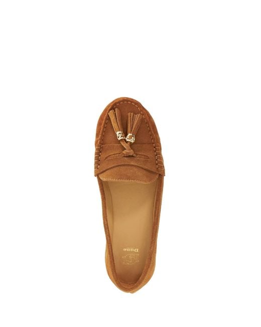 Dune Brown Standard Fit Leather Tassle Detail Soft Loafers
