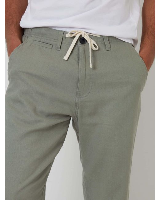 Threadbare Gray Linen Blend Trousers for men