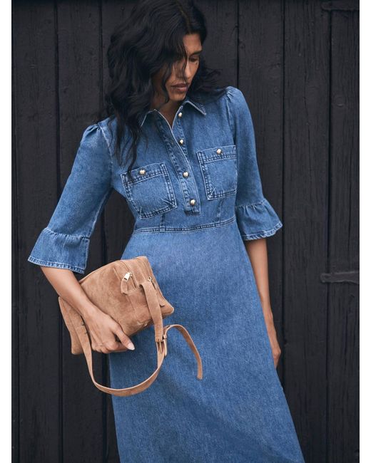 Mint Velvet Denim Midi Shirt Dress in Blue | Lyst