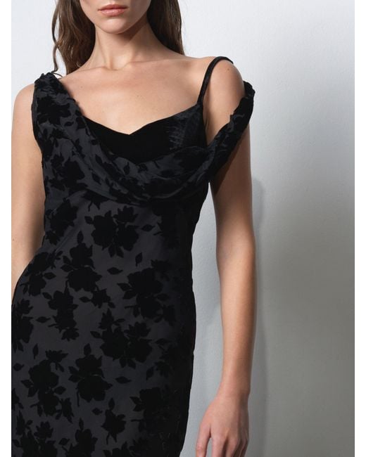 French Connection Black Kara Burnout Twisted Midi Dress