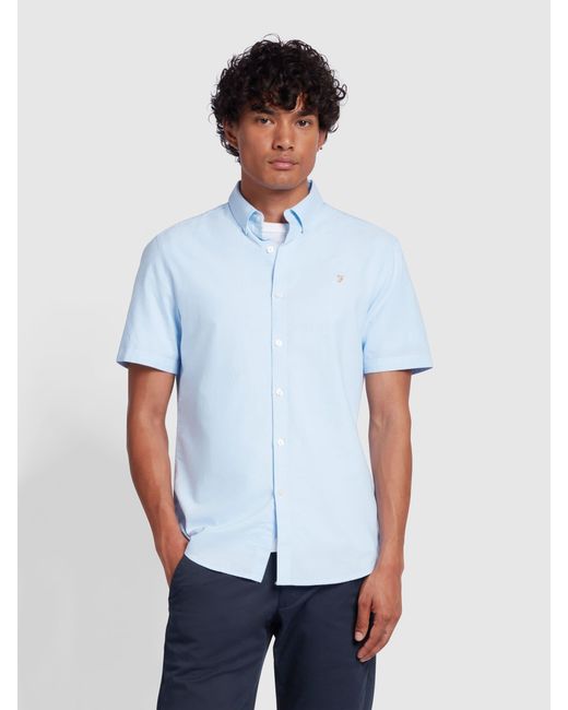 Farah White Brewer Short Sleeve Shirt for men