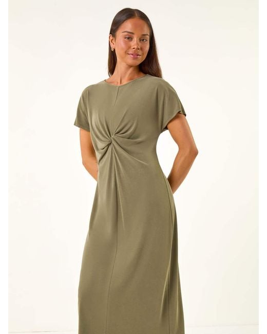 Roman Green Petite Twist Front Midi Dress