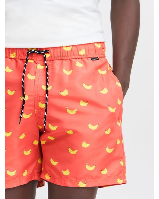 Blend Orange Soft Banana Print Swim Shorts for men