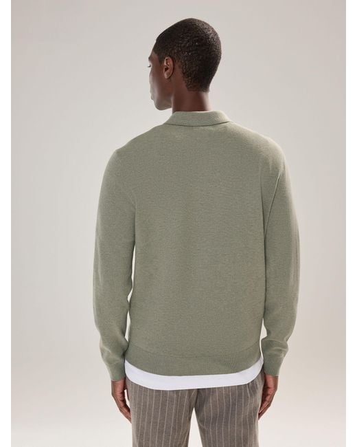 Next Gray Plain Regular Fit Essential Long Sleeve Knitted Polo Shirt for men