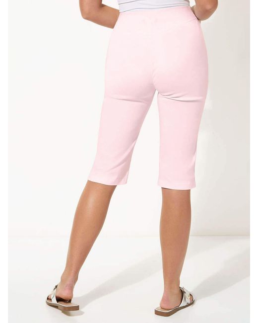 Roman Pink Knee Length Stretch Shorts