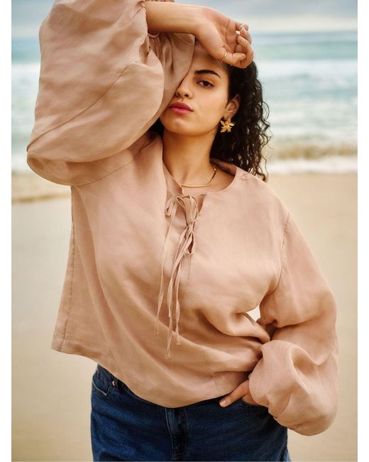 Simply Be Pink Rami Volume Sleeve Blouse